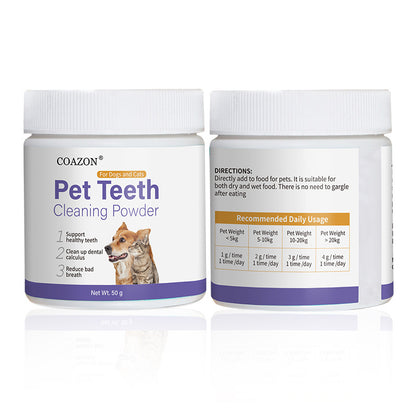 Dientes para mascotas COAZAN. ProBright Dental Powder - Ambientador para el aliento de perros - Limpieza de dientes fácil - Se enfoca en el sarro y el mal aliento - Formulado para perros grandes 