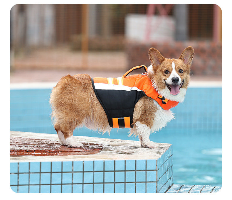 Chaleco salvavidas transpirable reflectante para perros con asa trasera