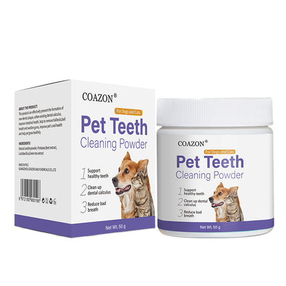 Dientes para mascotas COAZAN. ProBright Dental Powder - Ambientador para el aliento de perros - Limpieza de dientes fácil - Se enfoca en el sarro y el mal aliento - Formulado para perros grandes 