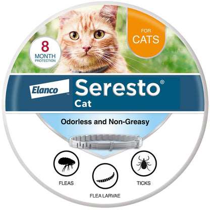 Seresto Cat Collar de prevención y tratamiento contra pulgas y garrapatas para gatos recomendado por veterinarios | 8 meses de protección 