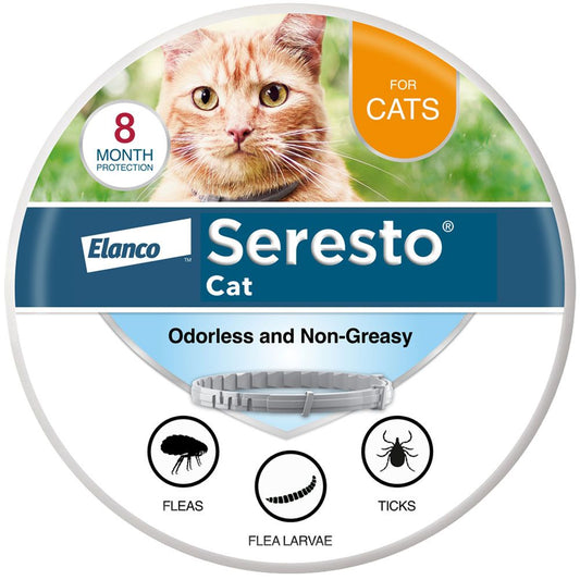 Seresto Cat Collar de prevención y tratamiento contra pulgas y garrapatas para gatos recomendado por veterinarios | 8 meses de protección 