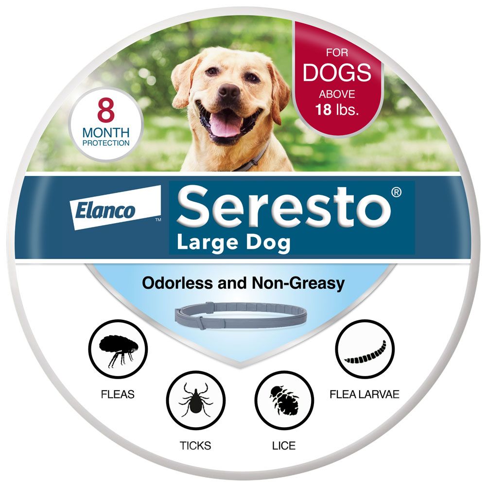 Seresto Collar de prevención y tratamiento contra pulgas y garrapatas para perros grandes recomendado por veterinarios para perros de más de 18 libras | 8 meses de protección 