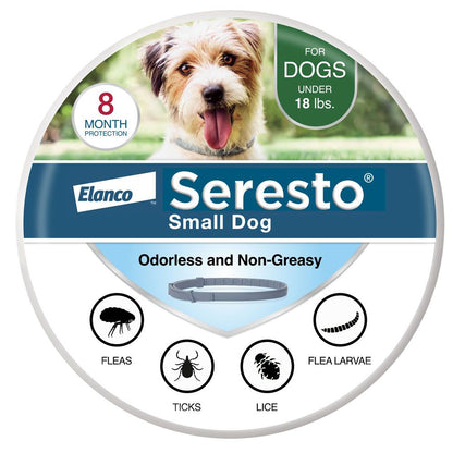 Seresto Collar de prevención y tratamiento contra pulgas y garrapatas para perros pequeños recomendado por veterinarios para perros de menos de 18 libras | 8 meses de protección 