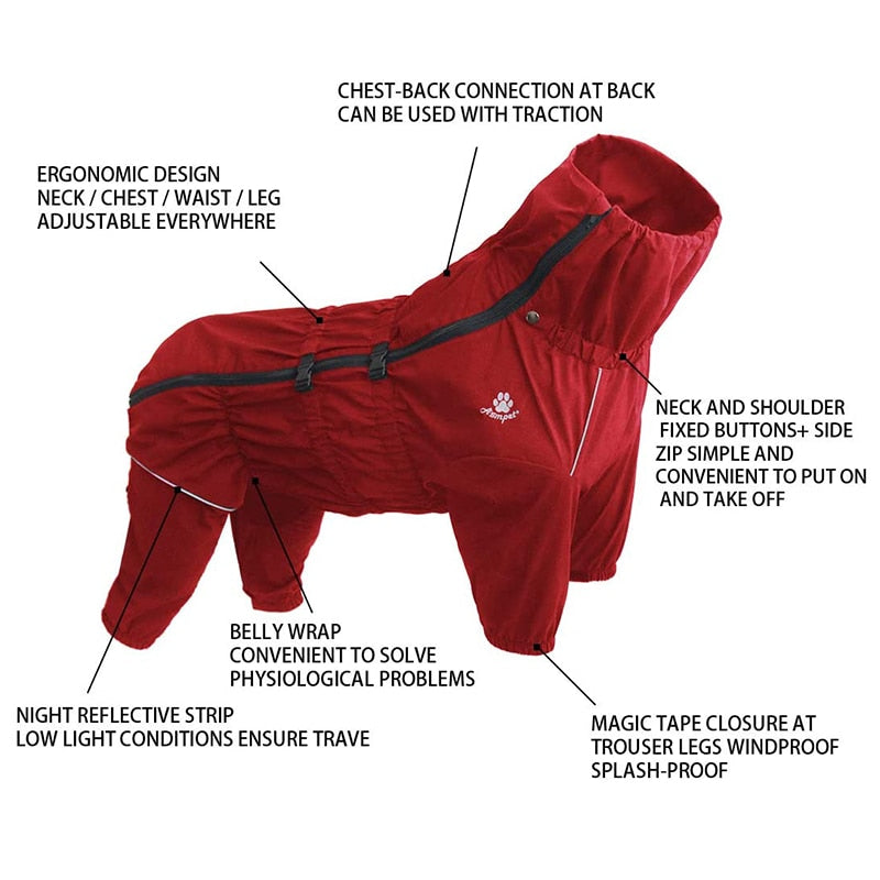 Reflective Dog Raincoat Waterproof Pet Dog Outdoor Jacket