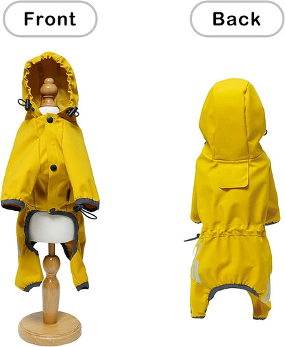 Pets Dog Raincoats With Hooded  Reflective Strip