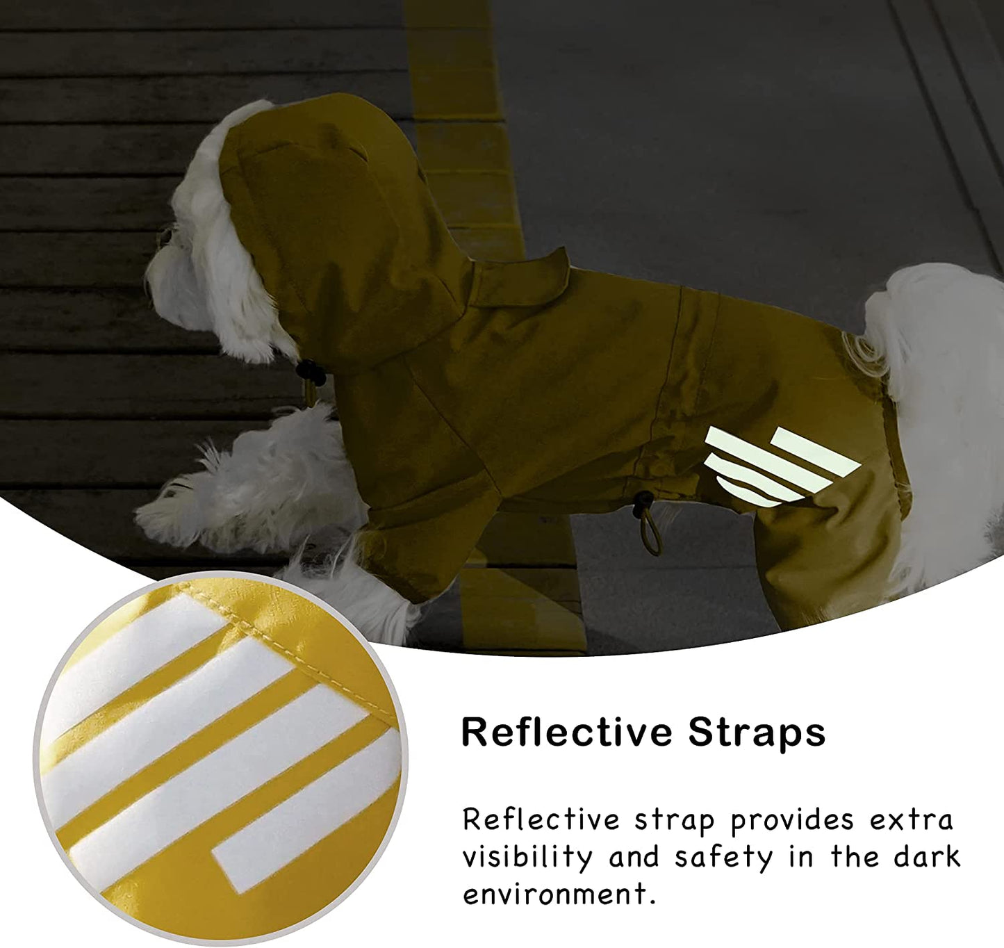 Pets Dog Raincoats With Hooded  Reflective Strip