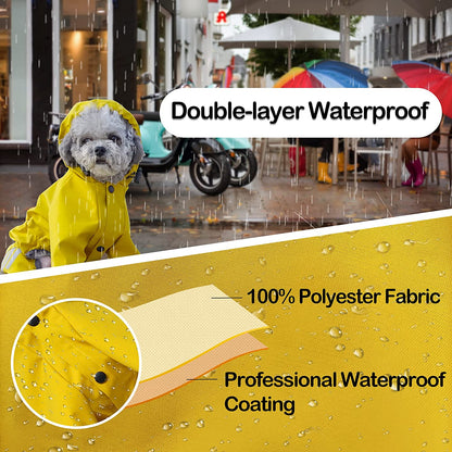 Pets Dog Raincoats With Hooded  Reflective Strip