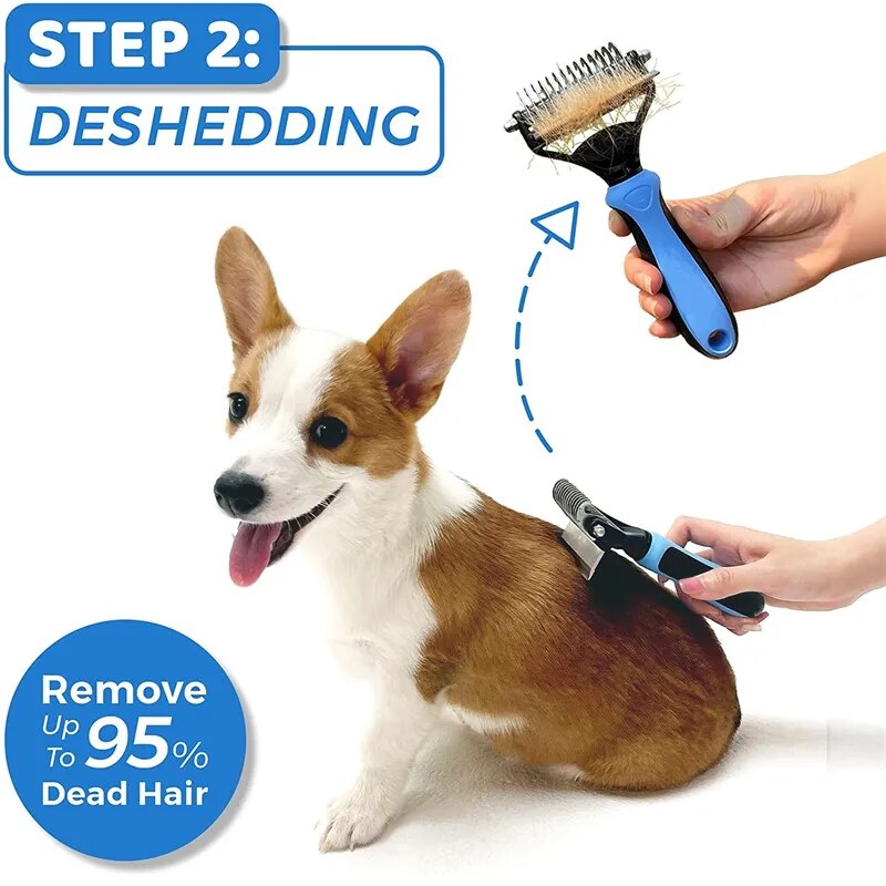 Versatile 2-in-1 Pet Grooming Brush | Reduce Shedding and Mats