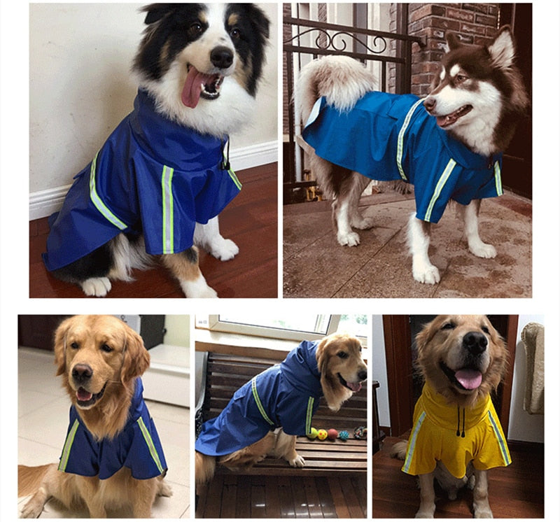 Reflective Pets Dog Raincoats With Hood Waterproof Adjustable Rain Poncho