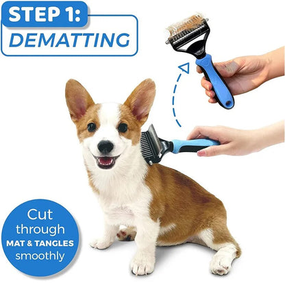 Versatile 2-in-1 Pet Grooming Brush | Reduce Shedding and Mats