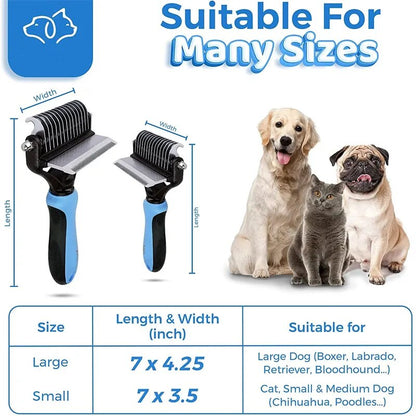 Versatile 2-in-1 Pet Grooming Brush | Reduce Shedding and Mats