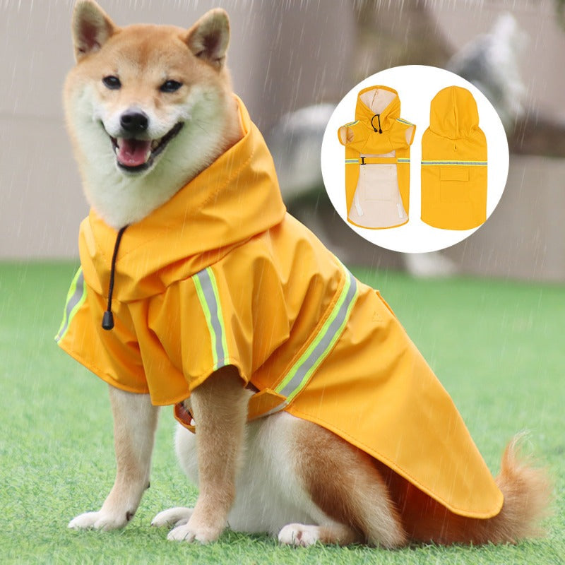 Reflective Pets Dog Raincoats With Hood Waterproof Adjustable Rain Poncho