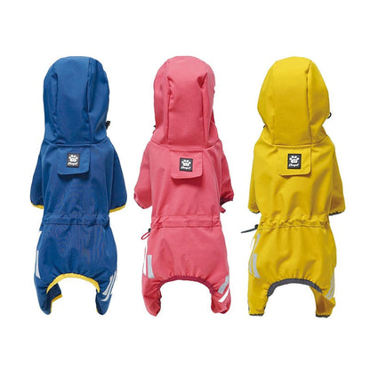 Pets Dog Raincoats With Hooded  Reflective Strip