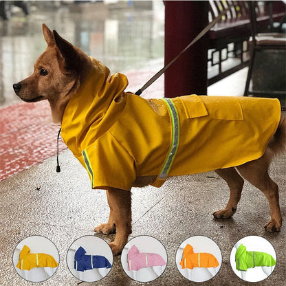 Reflective Pets Dog Raincoats With Hood Waterproof Adjustable Rain Poncho