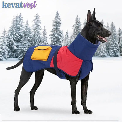 Winter Large Dog Clothes Thickened Warm Dog Jacket Waterproof Nylon Snow Suit