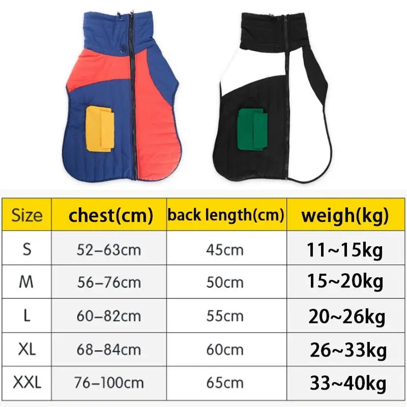 Winter Large Dog Clothes Thickened Warm Dog Jacket Waterproof Nylon Snow Suit