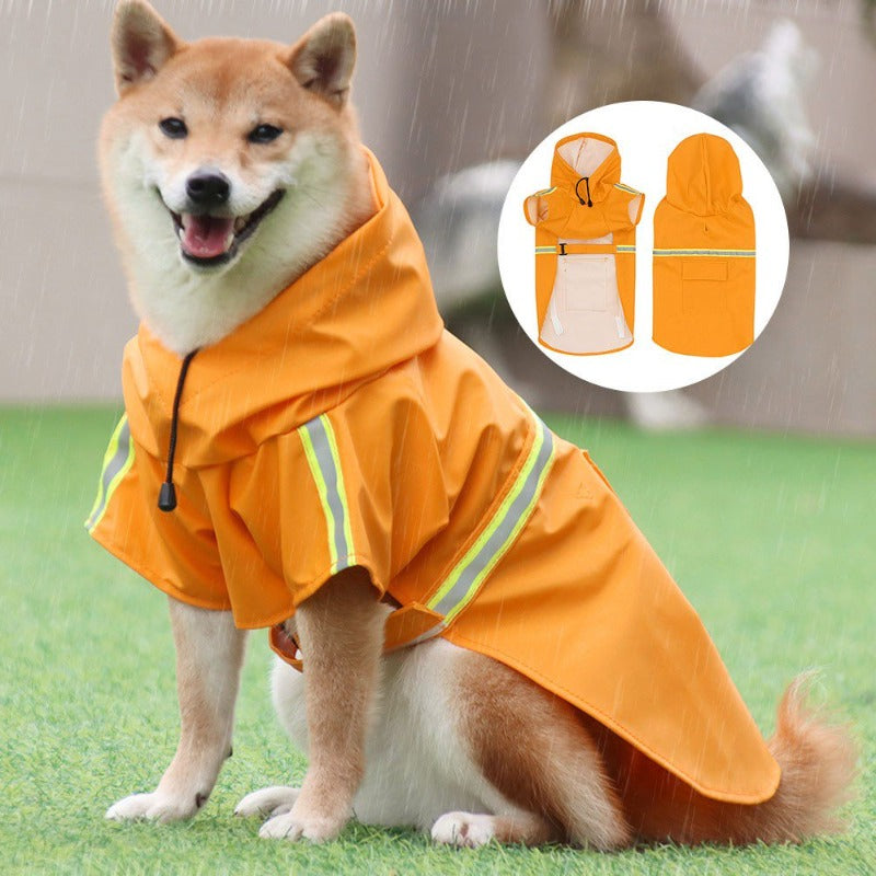 Reflective Pets Dog Raincoats With Hood Waterproof Adjustable Rain Poncho