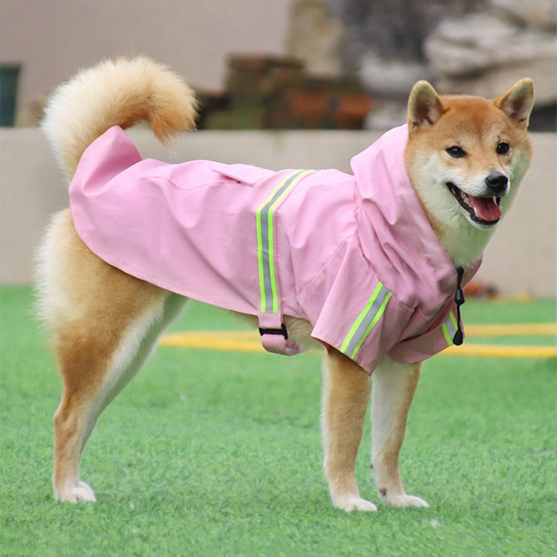 Reflective Pets Dog Raincoats With Hood Waterproof Adjustable Rain Poncho