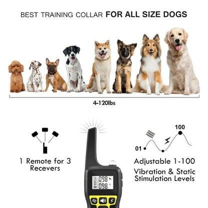 Collar de perro remoto y recargable de 1000m, collar de entrenamiento para perros, collar de choque para perros